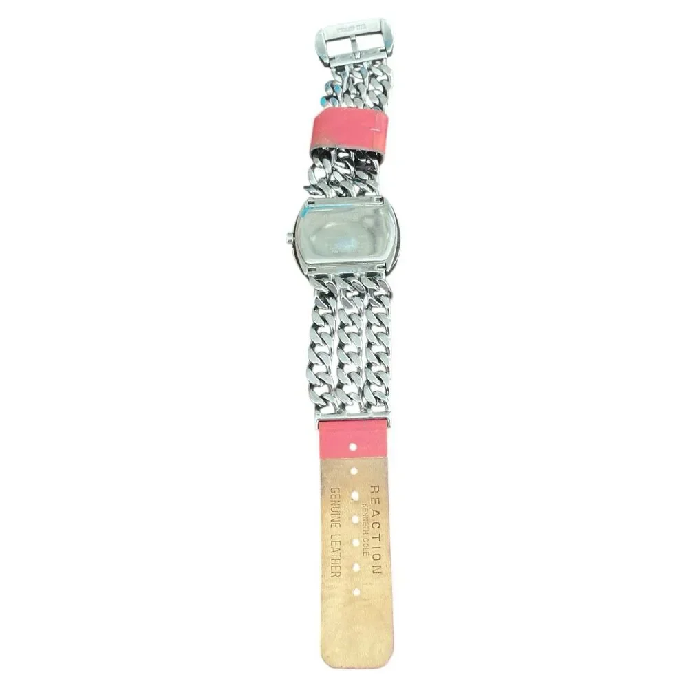 Women’s Kenneth Cole Reaction Watch Pink Dial New Battery Chain Link Band